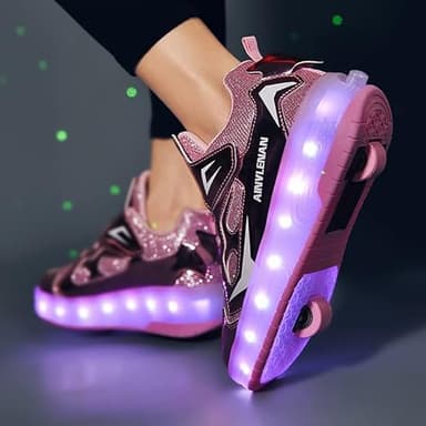 Ulinlo pouly Retractable Roller Shoes with Wheels USB Chargable Light Up Sneakers for Girl - Image 4