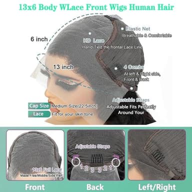 Body Wave Lace Front Wigs Human Hair 13x6 Lace Front Wigs Human Hair 200% Density 26 Inch 13x6 HD Lace Frontal HumanHair Wigs for Black Women With BabyHair - Image 4