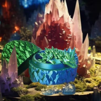 AUMEILLER 3D Printed Dragon,3D Printed Dragon with Egg,Fidget Eggs Gift for Kid(Laser Blue Green) - Image 3