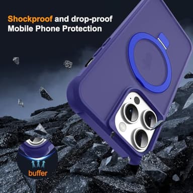 SKYLMW Compatible with iPhone 12 Pro Max Case & iPhone 13 Pro Max Case with Invisible Magnetic O-Ring Stand Translucent Phone Cases 6.7" [Compatible with Mag-Safe][Great Grip Feeling], Navy - Image 7