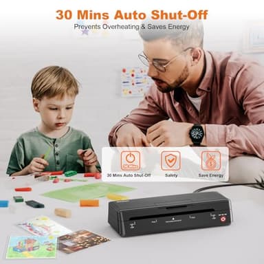 Gasbye 9-Inch Thermal Laminator Machine, World's First Open-Lid Design, Remove Jam in 5s, Auto Shut-Off, NTC Temperature Control, 5 Laminating Sheets for Teacher School Home Office Personal, Black - Image 5
