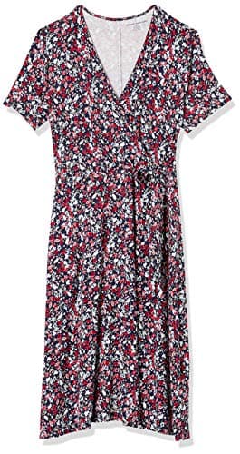 Amazon Essentials Women's Short Sleeve Faux-Wrap Dress, Navy Ditsy Floral, XX-Large - Image 5