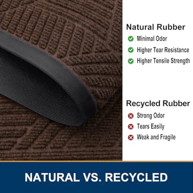 Smiry Front Door Mat Outside Entrance, Heavy Duty Sturdy Natural Rubber Doormat, Trap Dirt and Moisture, Easy Clean Low Profile Welcome Floor Mats for Indoor Outdoor Entry, 29.5x17 Inch, Dark Brown - Image 5
