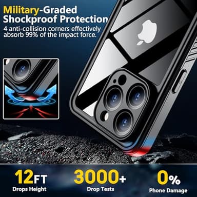 SPIDERCASE for iPhone 16 Pro Max Case Waterproof, [12FT Military Drop Proof] [IP68 Waterproof] [Full Body Protection] Heavy Duty Protective Cover for iPhone 16 Pro Max 6.9”, Black - Image 4
