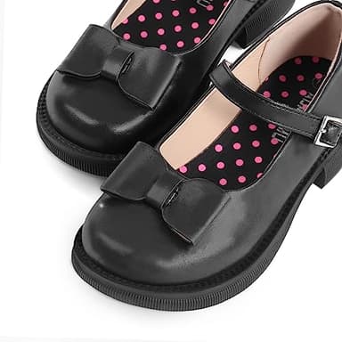 ADAMUMU Maryjane Kids School Uniform Shoes - Black Ballet Flats, Round Toe Dress Flats, Comfortable Slip-on, Velcro Closure - Image 2