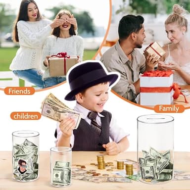 hizgo Adults Piggy Bank, Acrylic Clear Piggy Bank for Adults/Kids Must Break to Open, Unopenable Acrylic Savings jar, Size 10" H x 6" Diameter(Large) - Image 7