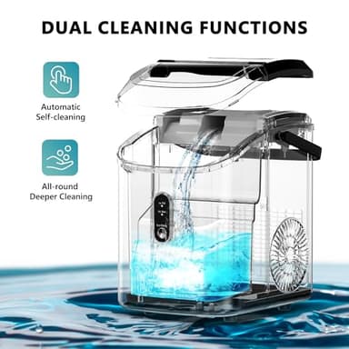 EUHOMY Nugget Ice Maker Countertop with Handle, Ready in 6 Mins, 34lbs Per Day, Removable Top Cover, Auto-Cleaning, Portable Sonic Ice Maker with Basket and Scoop, for Home/Party/RV/Camping (Black) - Image 5