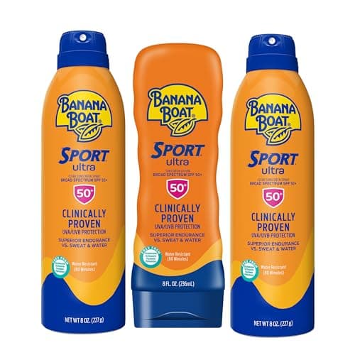 Banana Boat Sport Ultra SPF 50 Sunscreen Triple Pack | Includes 2 Sunscreen Sprays & 1 Lotion SPF 50, Sunblock, Water Resistant, Oxybenzone-Free, 8oz each (Pack of 3) - Image 1