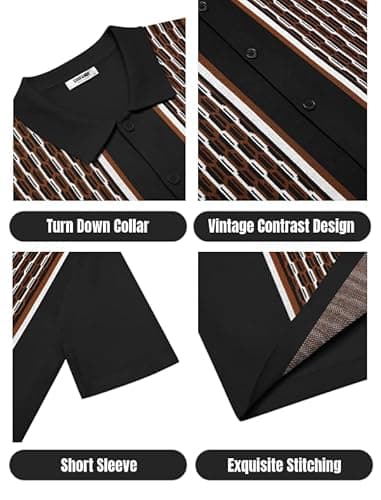 COOFANDY Men's 2 Pieces Short Set Short Sleeve Vintage Button Down Shirts and Summer Pants Casual Beach Outfits - Image 5