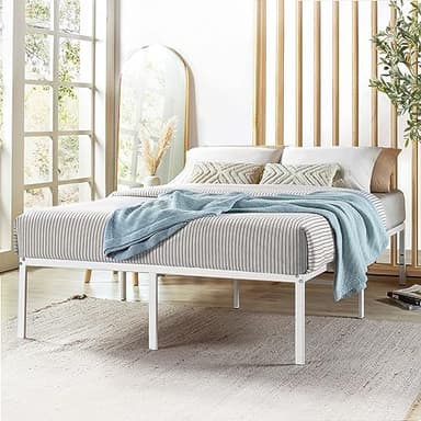 Best Price Mattress 18 Inch Metal Platform Bed Frame, Heavy Duty Steel Slats, White, Full - Image 3