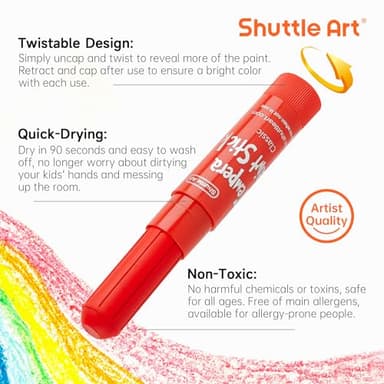 Tempera Paint Sticks, 15 Colors Solid Tempera Paint for Kids, Super Quick-drying, Washable, Works Great on Paper Wood Glass Ceramic Canvas - Image 3