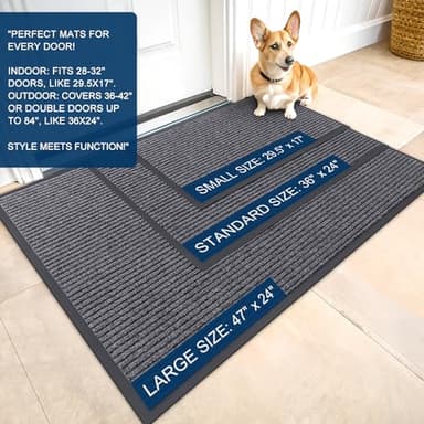 OLANLY Front Door Mat Indoor Outdoor Entrance, 2-Pack 29.5 x 17 Inch, Waterproof Heavy Duty Doormat, Fade Resistant, Low Profile, Easy Clean Patio Porch Welcome Floor Mats for Entry, Grey - Image 2