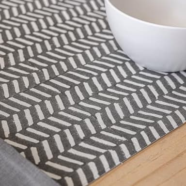 over&back 18x108 Printed Cotton Table Runner - Washable Table Runners for a Custom Home Decor Tablescape - Perfect for Coffee Table, Dinner Table, Living Room, and More - Grey Herringbone - Image 9