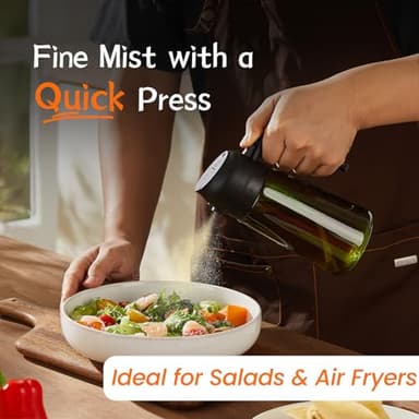 TrendPlain - Original 16oz/470ml Olive Oil Dispenser Bottle for Kitchen Gadgets and Air Fryer Accessories - Olive Oil Sprayer for Cooking w/Stickers - Black - Image 2