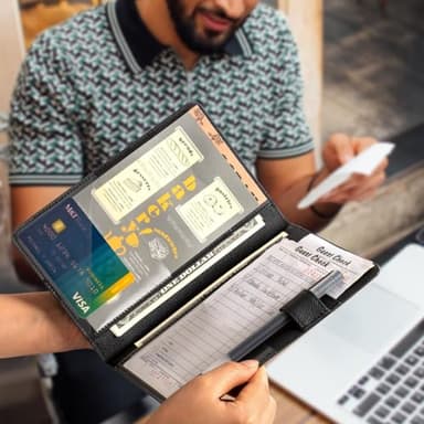 CoBak Server Book – Compact Organizer with Clear and Money Pockets, Pen Holder, Fits Apron Perfectly, Leather Waitress Book - Image 6