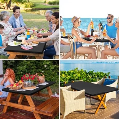 homing Square Table Cloth Cover, Waterproof Polyester Elastic Fitted Tablecloth, Washable Table Protector for Picnic, Camping, Outdoor (Black, 34" x 34") - Image 6