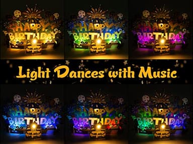 BYKOOO Birthday Card | Musical Pop Up Birthday Cards w Light | Blow Out LED Light Candle & Play Happy Birthday Music Pop Up Card | Greeting Cards Gifts for Him or Her | Black Gold (Blowable Candle) - Image 5