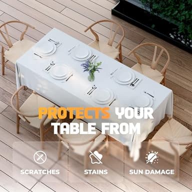 WEALUXE White Table Cloths for 6 Foot Rectangle Tables, 2-Pack, 60x102 inches, Water, Stain and Wrinkle Resistant, 200 GSM Washable Poly Fabric Tablecloths Rectangular, Elegant and Durable - Image 5