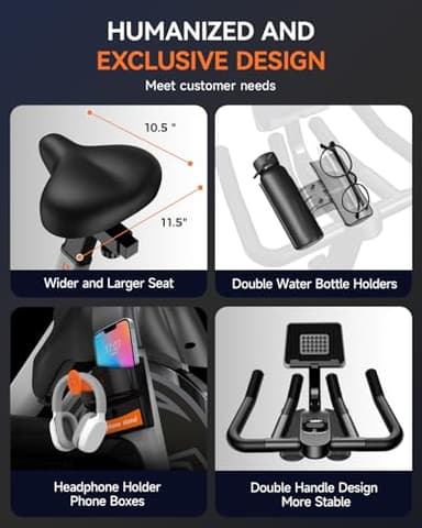 pooboo Exercise Bike, Adjustable Magnetic Resistance Silent Belt Drive, Indoor Cycling Bike for Home Cardio Gym, Fitness Stationary Bike Machine with 350lbs Weight Capacity, Monitor & Tablet Holder - Image 8