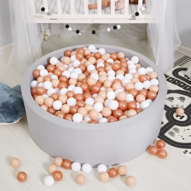 GOGOSO Ball Pit Balls for Toddler, Baby Plastic Playballs Kids Soft Pastel Pelotas Non-Toxic BPA-Free,Beige+Gold+White,100 Balls - Image 2