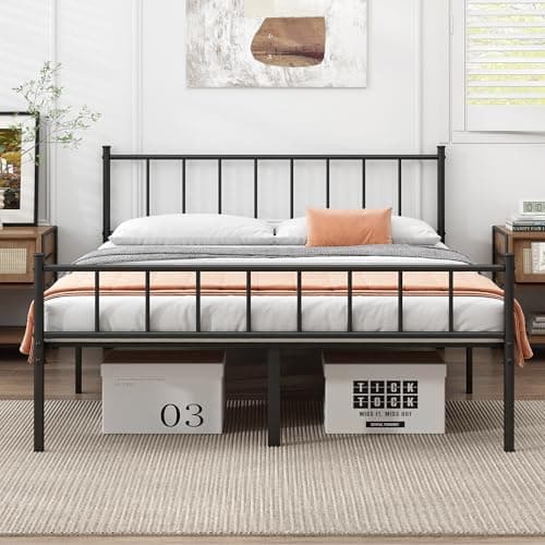 DIIYIV Queen Bed Frame-Classic Metal Platform Bed Frame,Mattress Foundation with Steel Slat Support,Under Foundation Storage,No Box Spring Needed, Easy Assembly, Queen Size - Image 1