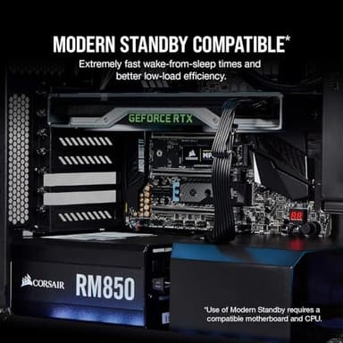 Corsair RM Series, RM850, 850 Watt, 80+ Gold Certified, Fully Modular Power Supply - Black (Renewed) - Image 7