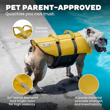 Outward Hound Granby Splash Dog Life Jacket, High-Buoyancy Dog Life Vest for Swimming, Boating, and Water Safety, Large, Yellow - Image 5