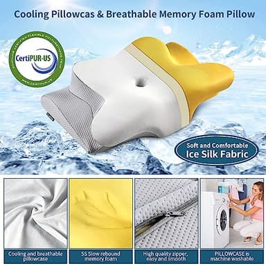 Cervical Neck Pillow for Pain Relief - Cooling Side Sleeper Pillow for Sleeping, Ergonomic Memory Foam Pillows for Neck Support, Contour Orthopedic Bed Pillow for Back Stomach Sleepers - Image 3