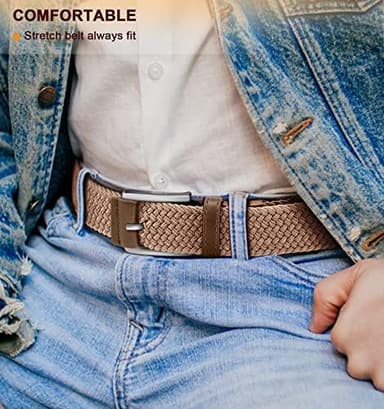 BULLIANT Belt for Men 2Pack,Mens Gift Stretch Braided Web Belt Elastic for Casual Golf Jeans,1 3/8" - Image 5