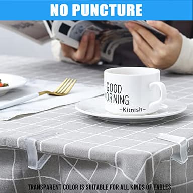 Kitnish 32 Pcs Tablecloth Clips,Clear Plastic Tablecloth Clips, Plastic Table Cloth Hold Down Clips Table Cloth Holder for Meeting Party Indoor Outdoor Events - Image 4