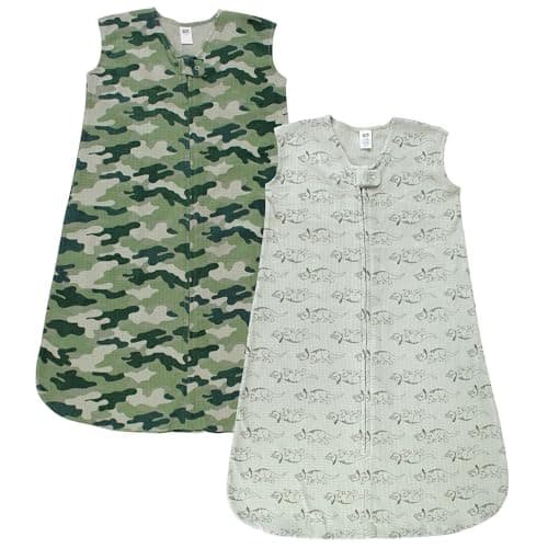 Hudson Baby Unisex Baby Thermal Sleeveless Sleeping Bag 2pk, Sage Dinosaur, 18-24 Months - Image 1