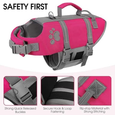 Queenmore Dog Life Vest for Swimming Large, XXL Dog Life Jacket, Floating Dog Swimming Vest, Adjustable Large Dog Life Vests for Boating with Hook/Rescue Handle, Big Dog Water Saftey Vest for Pool - Image 2