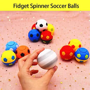 32 PCS Mini Fidget Spinners Soccer Ball Toys for Kids, Soccer Party Favors Goodie Bag Stuffers, Rotatable Soccer Finger Stress Balls for Classroom Prizes - Image 3