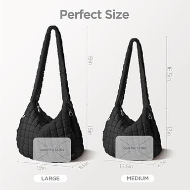 Puffer Tote Bag for Women Large Quilted Tote Bag Quilted Carryall Bag Soft Puffy Crossbody Bag Hobo Handbags Puff Purse - Image 6