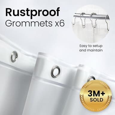 LiBa Bathroom Shower Curtain Waterproof Plastic Shower Curtain Premium PEVA Non-Toxic with Rust Proof Grommets Frosted 8G Bathroom Accessories 72x72 - Image 4