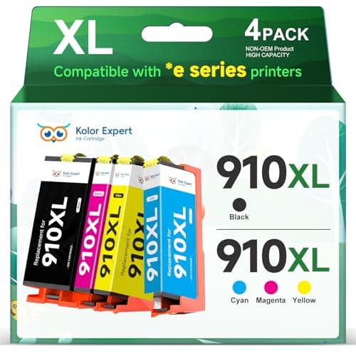 Kolor Expert 910XL Ink Cartridges Combo Pack Replacement for HP 910XL Ink Work with HP OfficeJet Pro 8025e 8022e 8015e 8028e 8035e 8020 8022 8025 8035 Printer (Black, Cyan, Magenta, Yellow) - Image 1