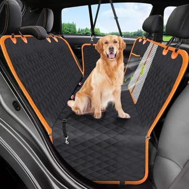 Dog Car Seat Cover, 600D Heavy Durable Dog Seat Cover for Back Seat, 100% Waterproof Scratch Proof Nonslip Dog Hammock for Car with Side Flap, Pet Seat Covers with SeatBelt for Cars Sedan SUV Trucks - Image 1