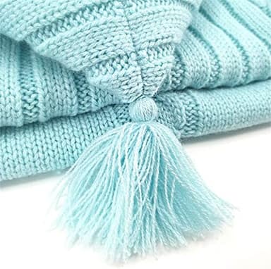 XMWEALTHY Newborn Baby Wrap Swaddle Blanket Knit Sleeping Bag Receiving Blankets Stroller Wrap for Baby(Sky Blue) (0-6 Month - Image 5