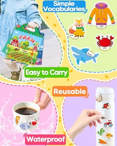 Benresive Reusable Sticker Book for Toddlers 2-4 Years, 3 Sets Travel Stickers for Kids, Waterproof Sticker Books for Toddlers 1-3, Crafts Activities for Todddlers 1-3 2-4 3-5 - Image 5