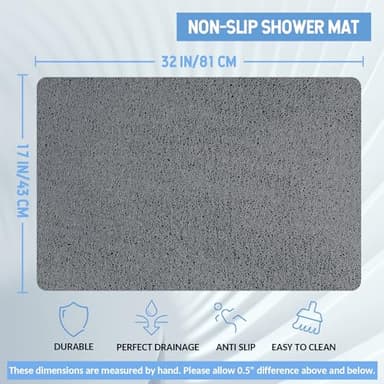 Hargiis Non Slip Bathtub Mat, Anti Slip Shower Mat, Quick Drying Bath Tub Mats, Foot Scrubber Mat, Anti Slip Mat for Tub, Floor, Bathroom, Home, Kitchen, Hotel (Grey 32”x17”) - Image 2
