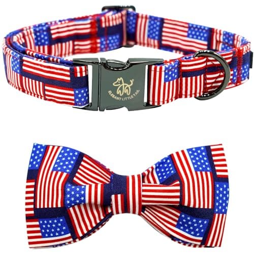 Elegant little tail Independence Dog Collar, Holiday Pet Collar with Bow Dog Durable Patriotic Dog Collars Pet Gift Adjustable Dog Collar for Large Dogs - Image 1