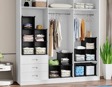 6-Cube Storage Organizer, Closet Organizer Storage Cabinet Shelf Bookcase Bookshelf with Metal Hammer, Storage Cubes Organizer Cabinet for Kids, Closet, Bedroom, Bathroom(11.8x11.8x11.8 inch)Black - Image 4