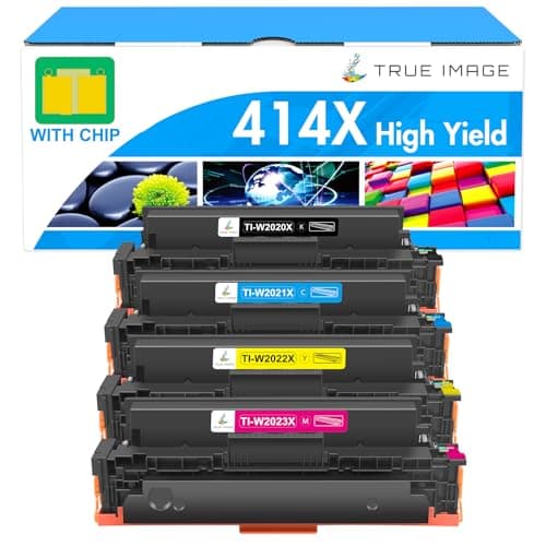414X Toner Cartridges 4 Pack High Yield: MFP M479fdw - 414A with Chip Compatible Replacement for HP 414X 414A for HP Color Laserjet Pro MFP M479fdw M479fdn M454dw M454dn M455dn Printer Ink (K/C/M/Y) - Image 1