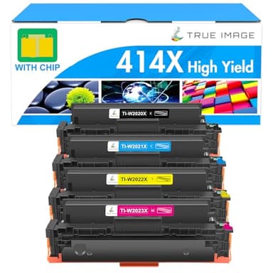 414X Toner Cartridges 4 Pack High Yield: MFP M479fdw - 414A with Chip Compatible Replacement for HP 414X 414A for HP Color Laserjet Pro MFP M479fdw M479fdn M454dw M454dn M455dn Printer Ink (K/C/M/Y) - Image 1