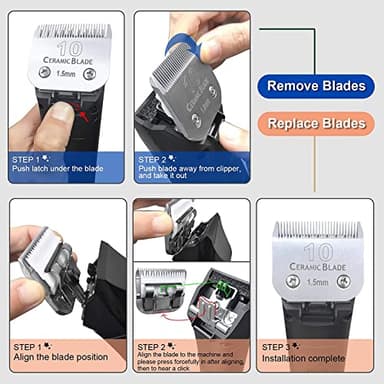 DODAER Size 40/30/15/10/7FC/5FC/4FC/3FC Detachable Pet Dog Grooming Clipper Ceramic Blades Set,Compatible with Andis,Oster A5,Wahl KM10 Series Clippers,Cut Length 1/100"(0.25mm) to 1/2"(13mm),8 Pack - Image 5