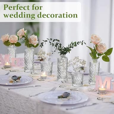 RUCKAE Small Clear Bud Vases Bulk 12 Pack Mini Flower Glass Vases for Centerpiece Table Wedding Decorations Home Decor Party(Transparent) - Image 3