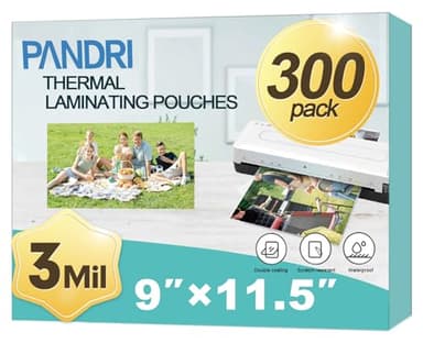 Laminating Sheets, PANDRI 300 Pack Thermal Laminator Pouches Holds 8.5 x 11 Inch, 3 Mil Clear Laminator Paper 9 x 11.5 Inch, Letter Size - Image 1