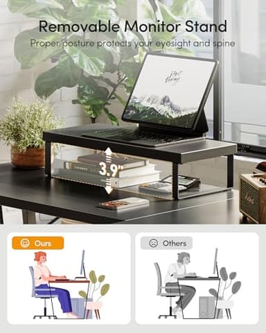 CubiCubi L Shaped Gaming Desk Computer Office Desk, 47 inch Corner Desk with Large Monitor Stand for Home Office Study Writing Workstation, Black - Image 5