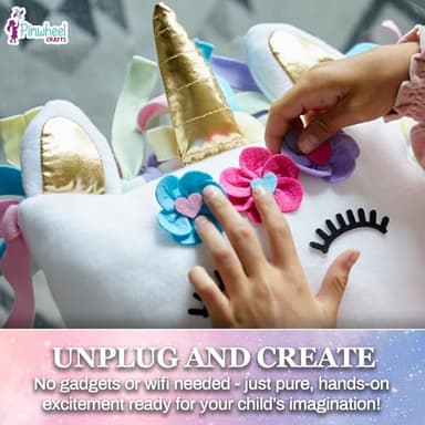 Pinwheel Crafts Unicorn Pillow Kit - DIY Arts and Crafts for Kids Ages 6 7 8-12+ Years, No Sewing Kit for Kids, Unicorn White Pillow Craft Kits for Birthday, Christmas Gifts for Girls - Image 7