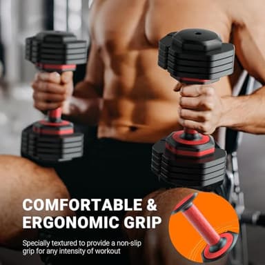 Rendpas Adjustable Dumbbells Set of 2, Select Weight Dumbbell Set, 5 in 1 Free Dumbbell Set with Anti-Slip Texture Handle, Weight Set For Home Gym Suit both Men and Women (25lb 2pcs) - Image 8